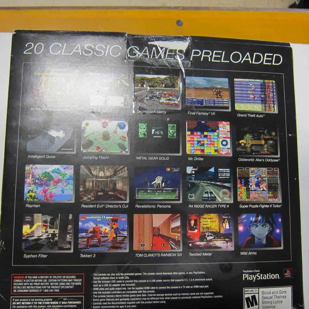 Sony Playstation Classic Model SCPH-1000R w/20 Classic Games Pre Loaded-NEW